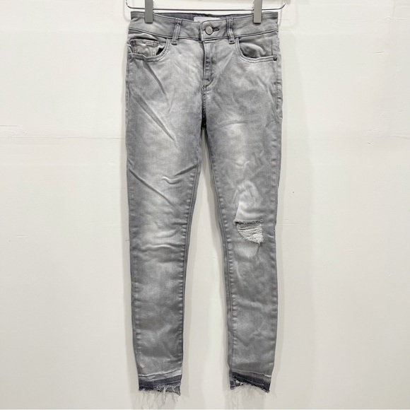 DL1961 Margaux Instasculpt Ankle Skinny Jeans in Willamina Raw Hem Size 24 Grey - Picture 1 of 16